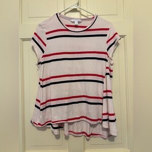 POPSUGAR Striped Blouse shirt sleeve red pink white black comfy shirt travel